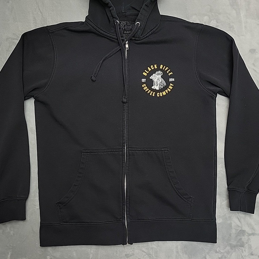 Black Rifle Coffee Company Full Zip Hoodie Men M Black Tactical Rooster Graphic - Picture 2 of 7